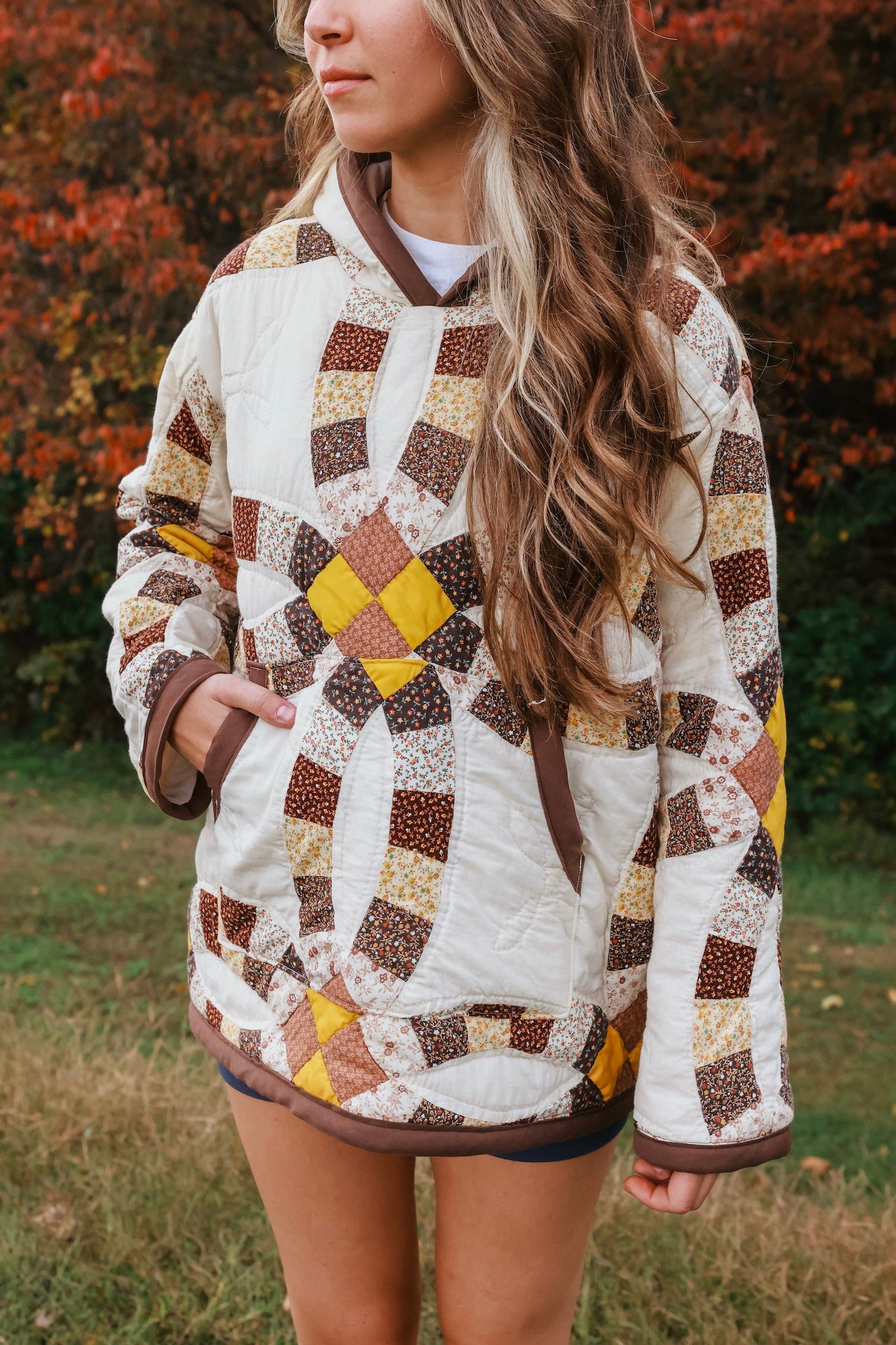 Brown Quilt Hoodie