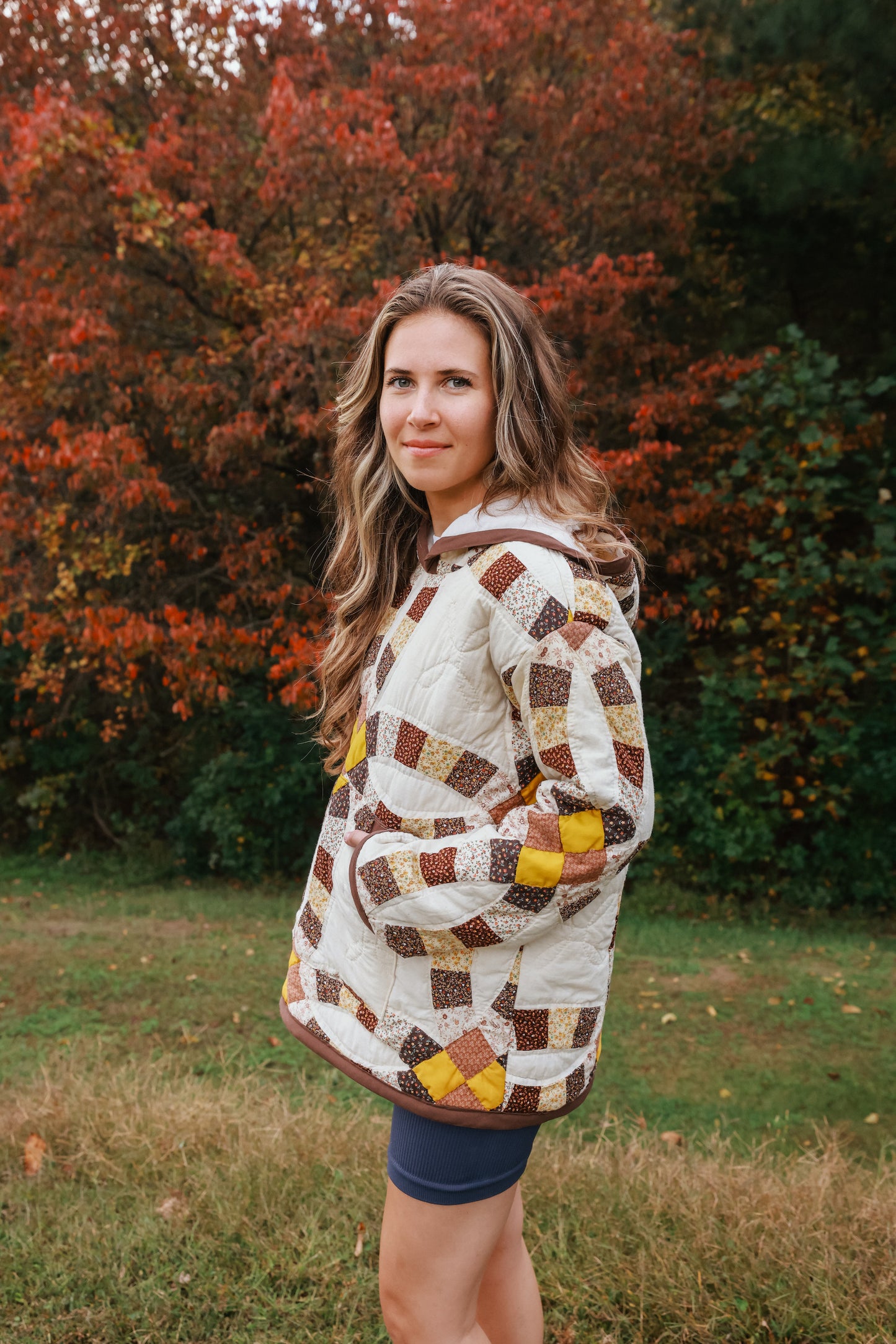 Brown Quilt Hoodie