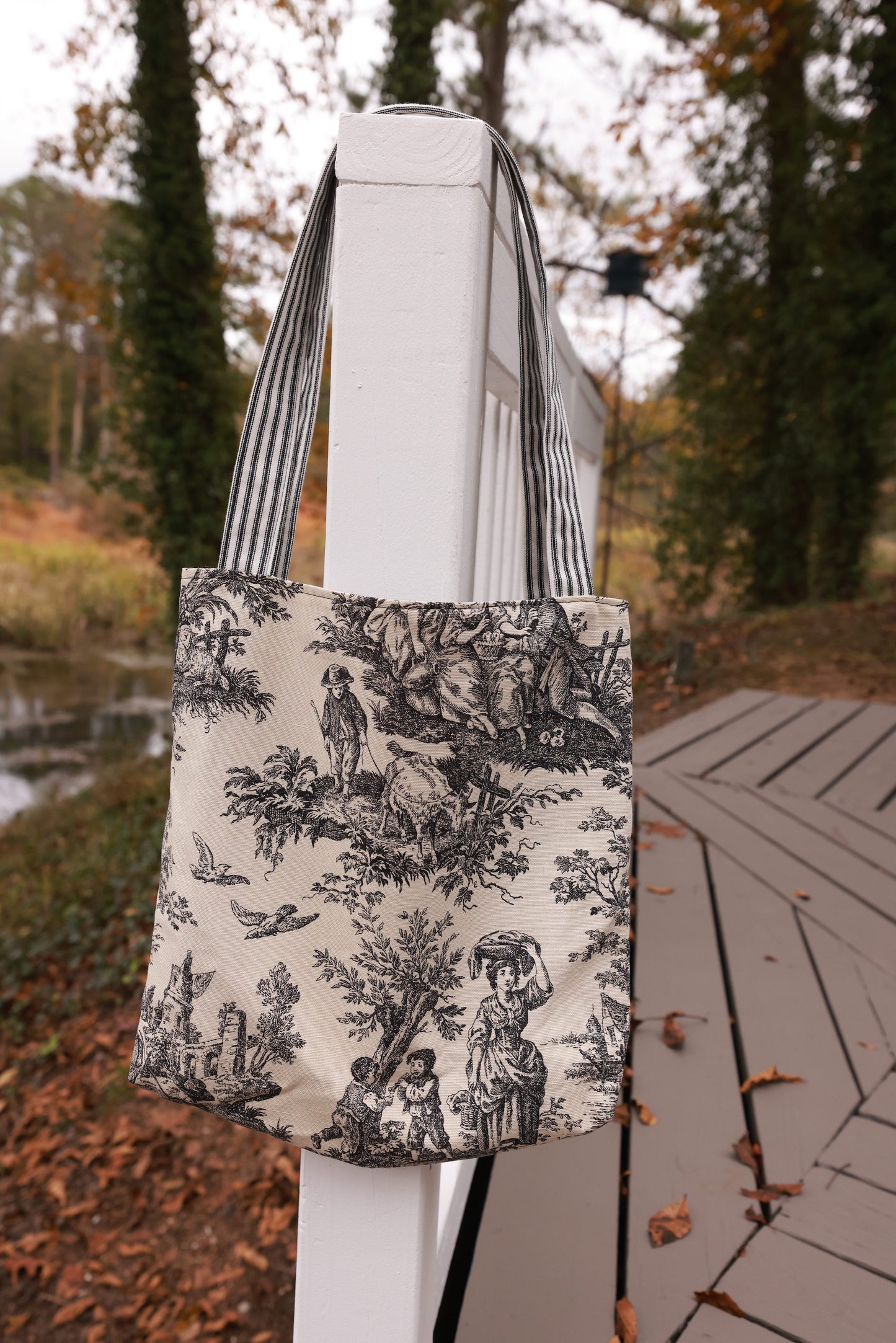 B&W French Toile Tote Bag