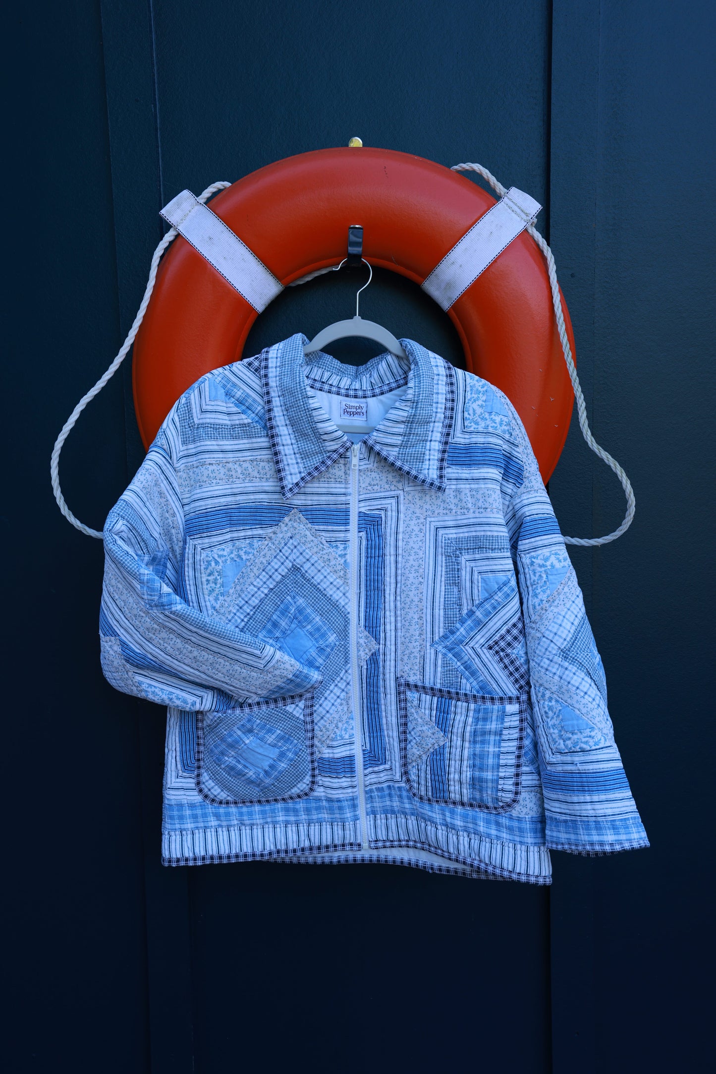 Blue Quilt Zip-Up Jacket