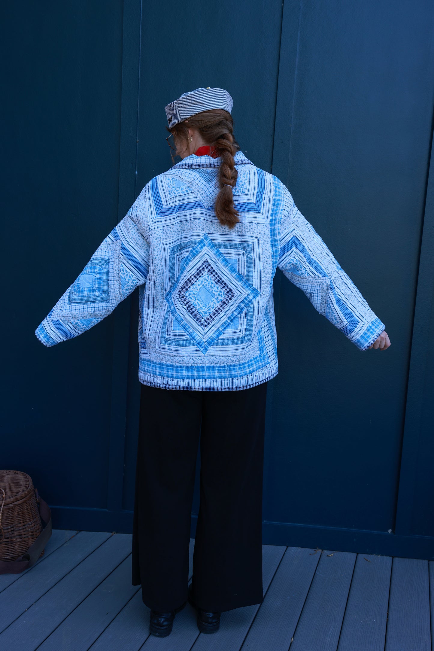 Blue Quilt Zip-Up Jacket