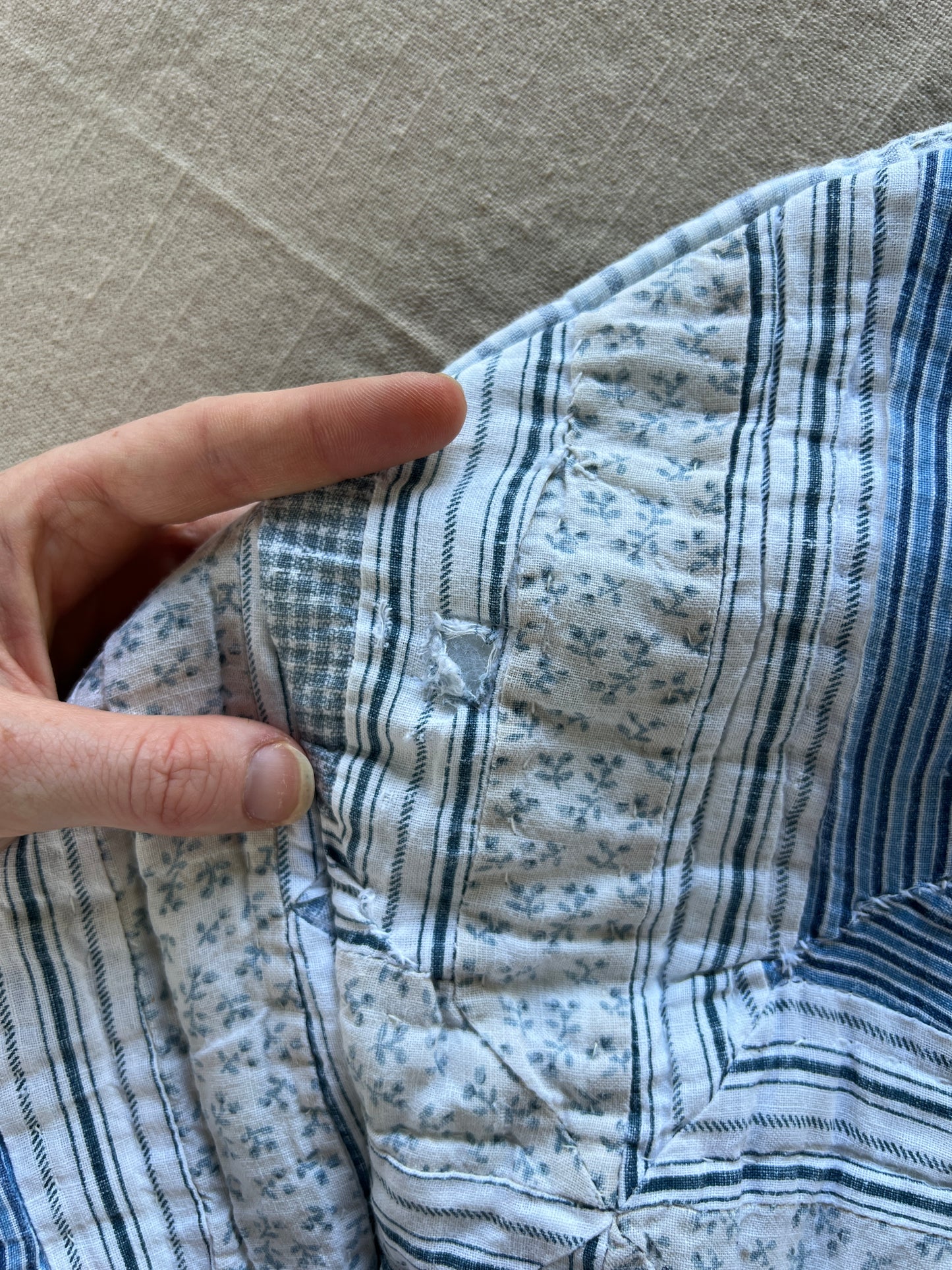 Blue Quilt Zip-Up Jacket